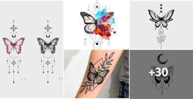 Collage Croquis Pochoirs Papillon Tatouages