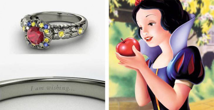 DISNEY JEWELS Ring inspiriert von der Schneewittchen-Prinzessin mit roter apfelähnlicher Piradea