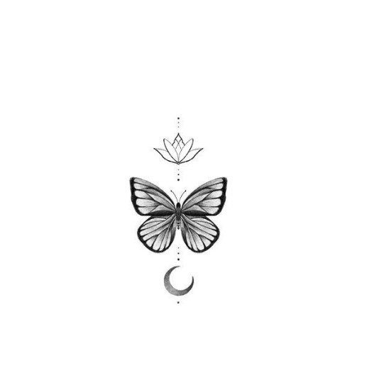 Ideas de tatuajes Grabado de una mariposa sencilla en negro