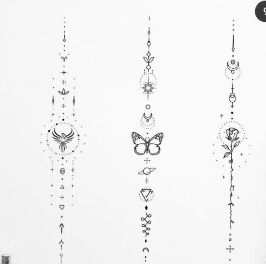 Tattoo ideas Simple engraving of butterflies and planets in linear form
