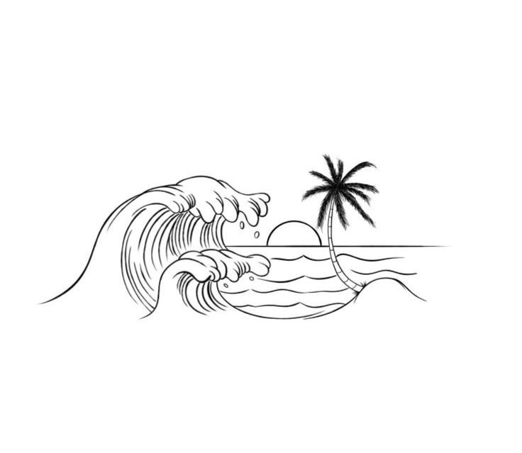 21 Tatuajes de Playas boceto playero de una ola en una playa 21 Tatuajes de Playas boceto playero de una ola en una playa