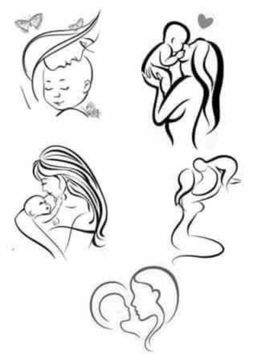 30 tatouages délicats de la mère et de la fille collage silhouette du visage de la mère et du bébé embrassé mère soulevant bébé mère portant bébé assis mère soulevant bébé et mère embrassant bébé