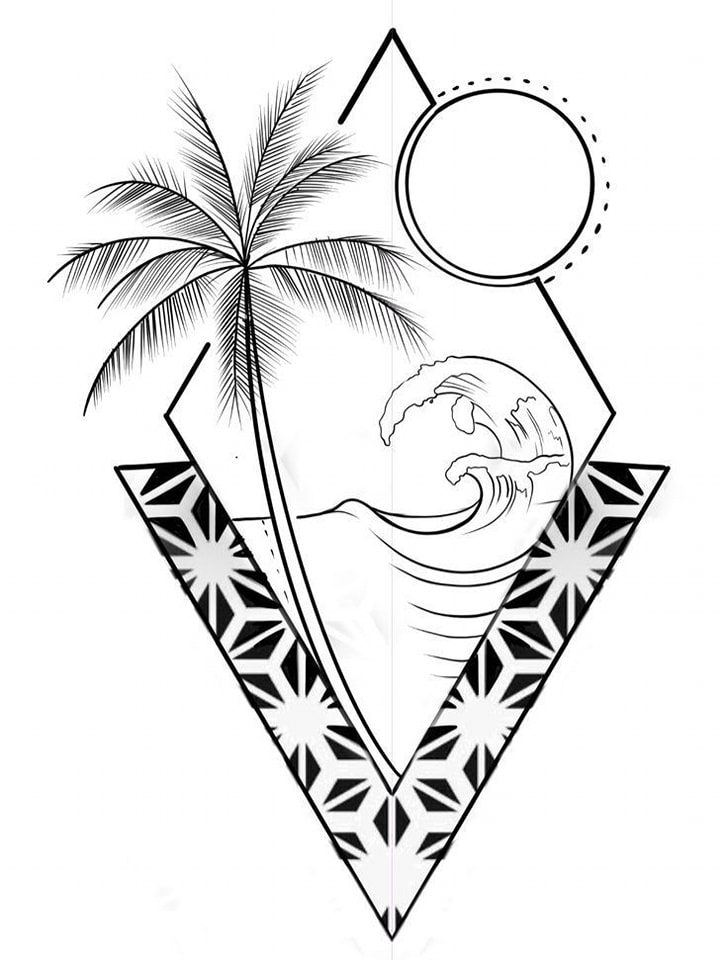 36 Tatuajes de Playas boceto playero dentro de un rombo 36 Tatuajes de Playas boceto playero dentro de un rombo