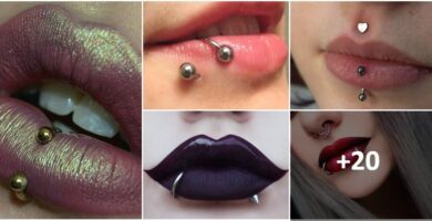 Collage de piercing à la lèvre
