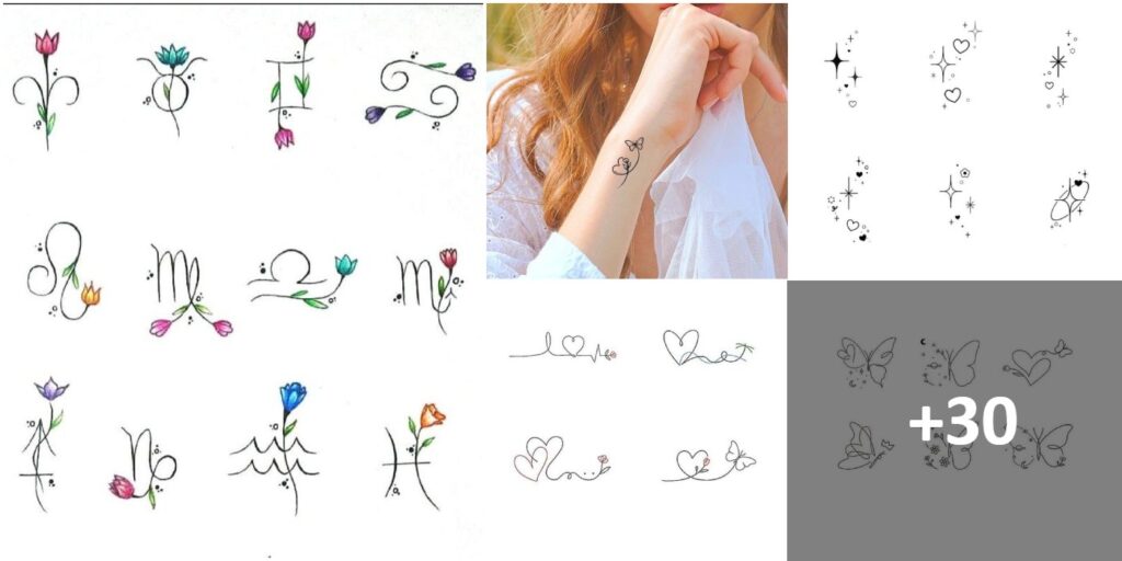 Collage-Vorlagen für kleine Tattoos 1