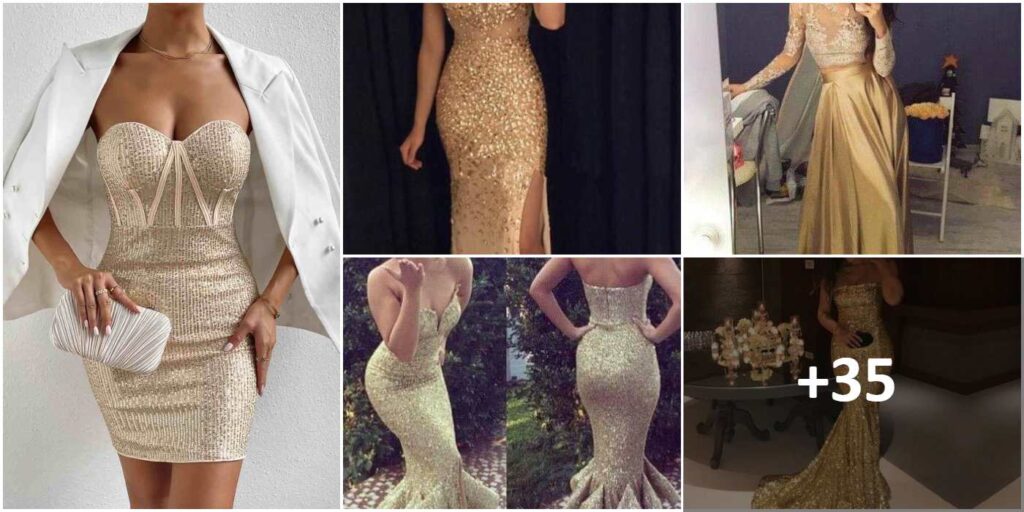 Collage Vestidos Dorados