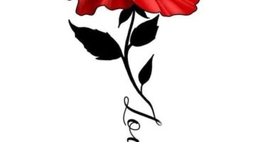 61 Bocetos Plantillas de Tatuajes de Rosas roja y negra con la palabra love