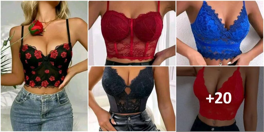Haut en dentelle à collage