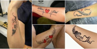 Collage-Tattoos, die Mama und Papa gewidmet sind