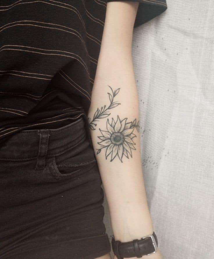 24 Nature Tattoos Arm Braçadeira de girassol preta na altura do cotovelo