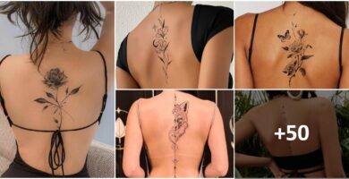 Colagem Delicadas Tatuagens Femininas Costas
