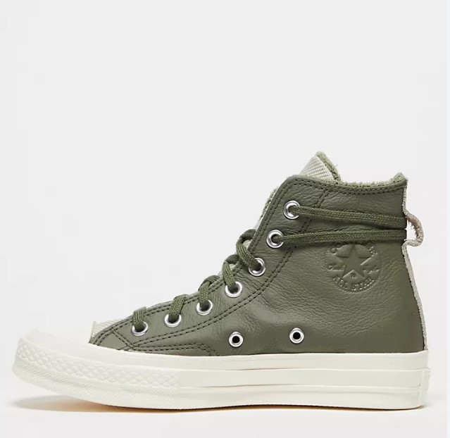 0 Chaussures en cuir synthétique vert militaire Converse Chuck 70 Hi Chuck 70 Hi Leather