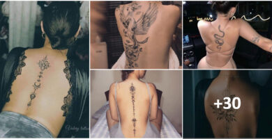 Tatuaggi sexy sulla schiena collage per donne