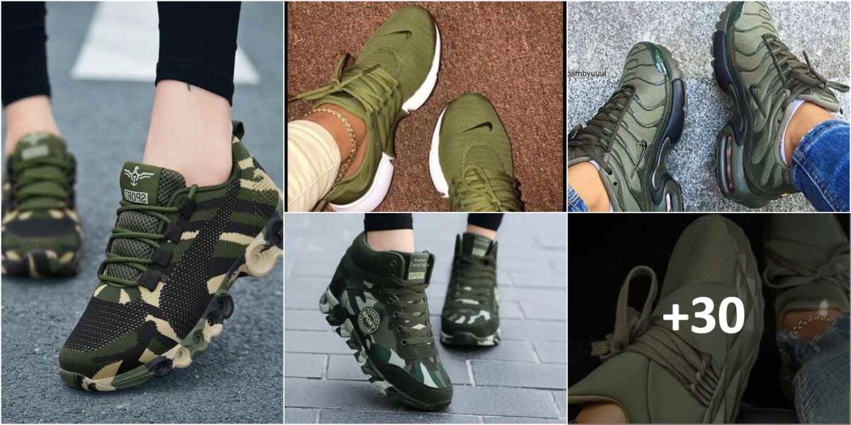 Collage-Sneaker in Armeegrün