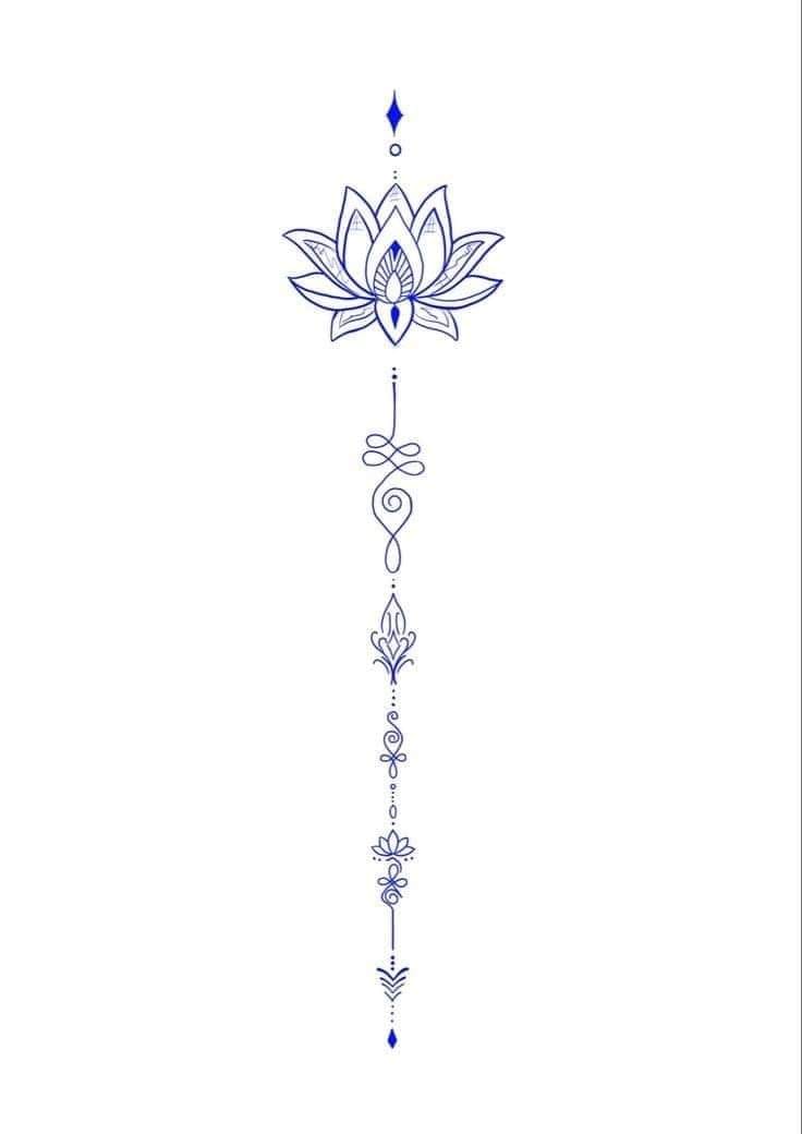 33 bonitos tatuajes para mujeres a lo largo con flor de loto unalome y adornos para columna