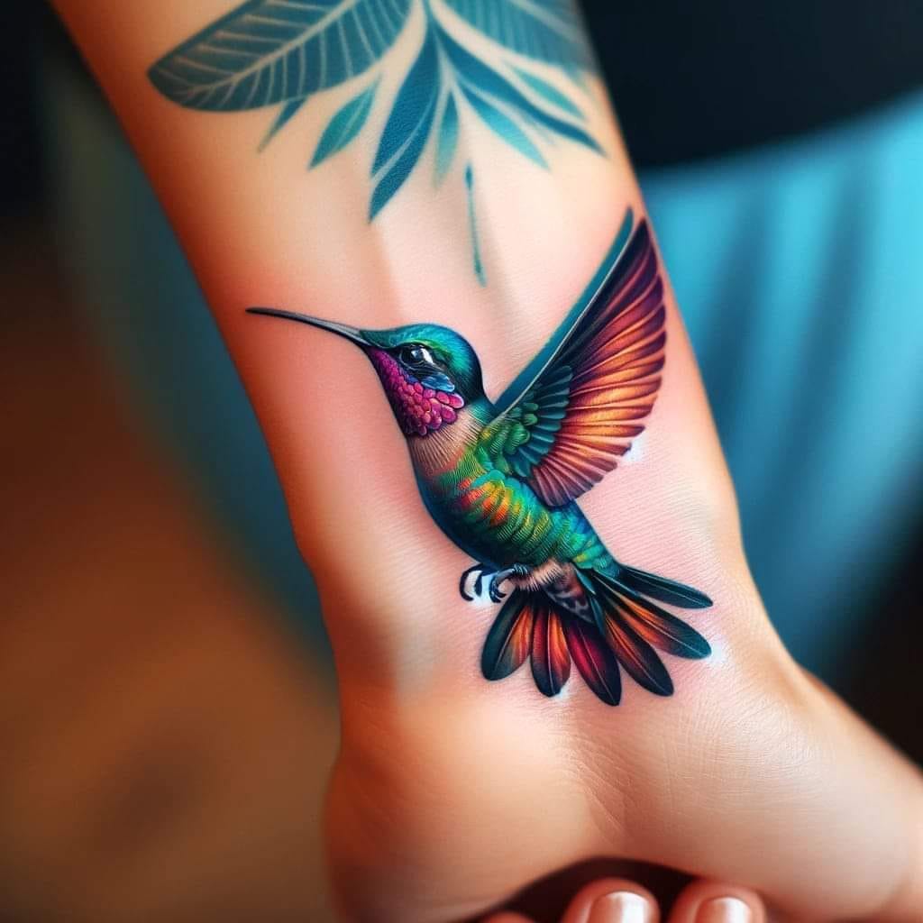 77 Tattoos IA intenso full color de colibri en muñeca