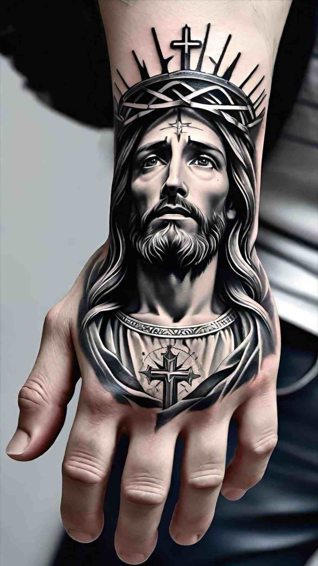 94 Los mejores tatuajes para hombres Cristo en mano realista 94 Los mejores tatuajes para hombres Cristo en mano realista