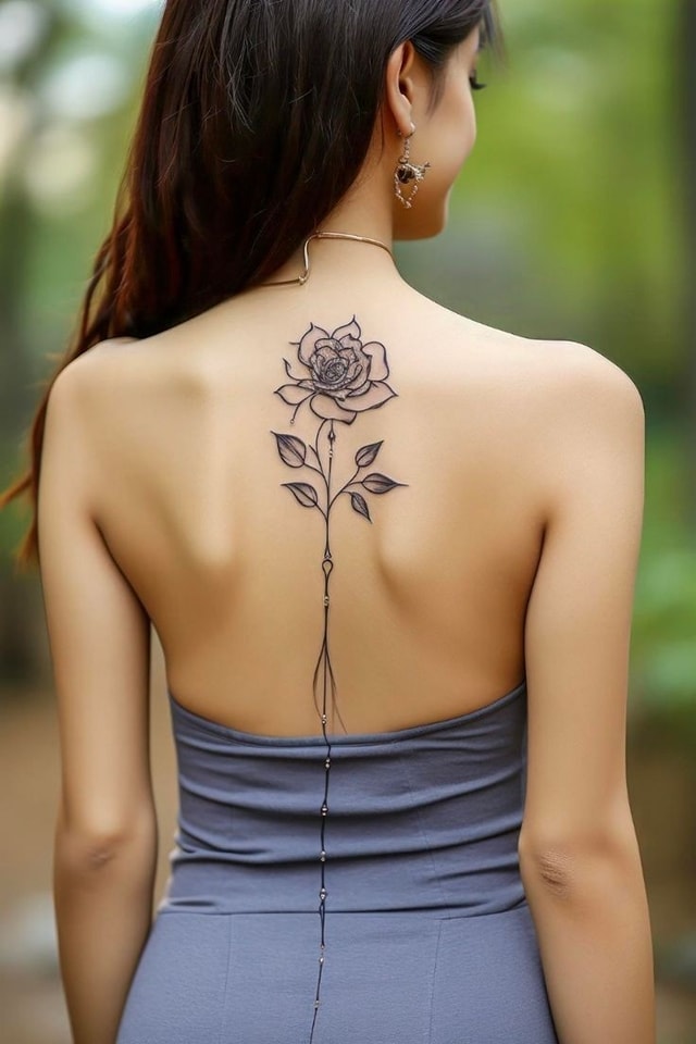 109 Tatoo en la espalda para mujer delicada flor 109 Tatoo en la espalda para mujer delicada flor