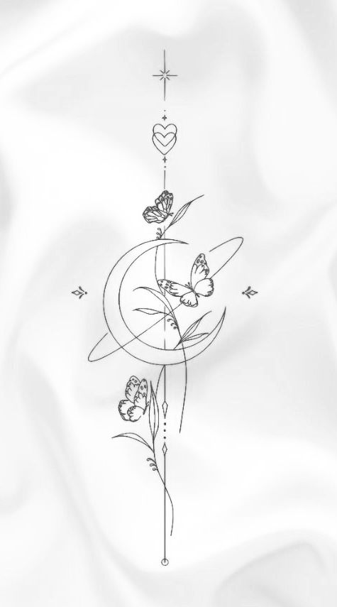 1687 Tatuajes en la espalda pinterest boceto para columna con luna maruposa corazones 1687 Tatuajes en la espalda pinterest boceto para columna con luna maruposa corazones