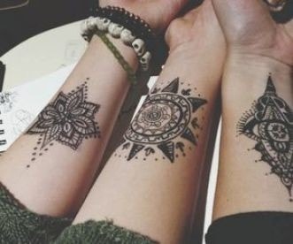 27 Mandalas tattoos for three friends on wrists
