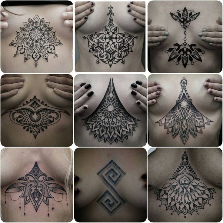 59 Mandalas tattoos for various reasons under the chest for women