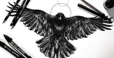 Tatuaje de cuervo: bocetos para hombres – mujeres, dibujos interesantes, significados