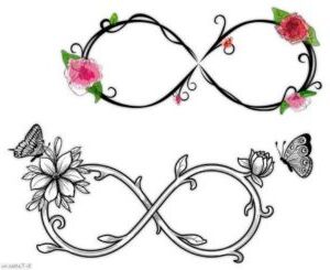 Unendlichkeitstattoo Blumen und Schmetterlinge Tattoo