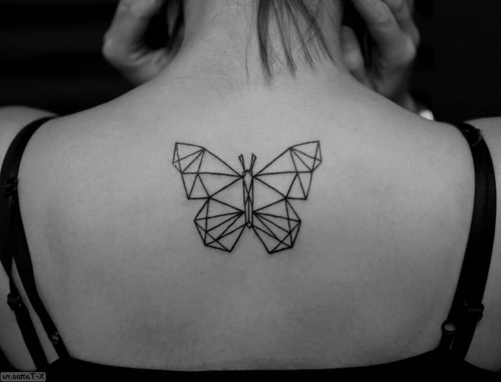 line butterfly on the neck