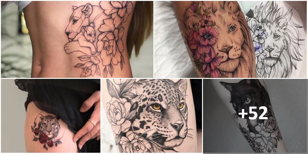 COLLAGE Tatuajes de Leon Tigre Gatos