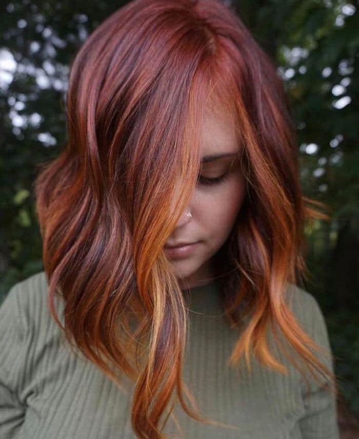 Cabello Rojo Pelirrojo degradado en diferentes tonos Cabello Rojo Pelirrojo degradado en diferentes tonos