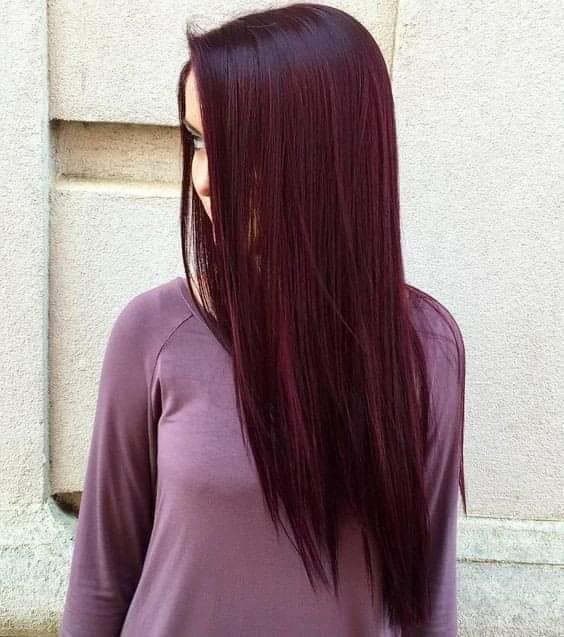 Long straight wine red hair