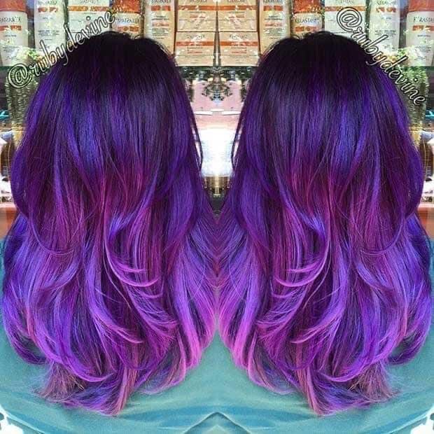 Cheveux violets différentes nuances 2