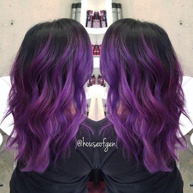 Cheveux violets différentes nuances 8
