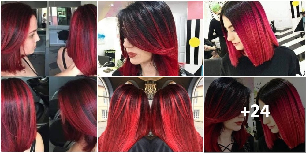 Collage aus roten Haaren mit Farbverlauf