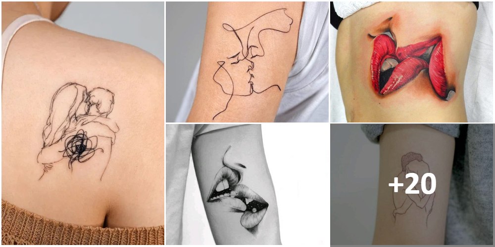 Collage Tattoos Umarmungen und Küsse