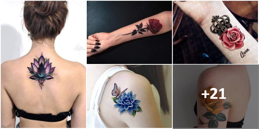 Flores de tatuagens de colagem