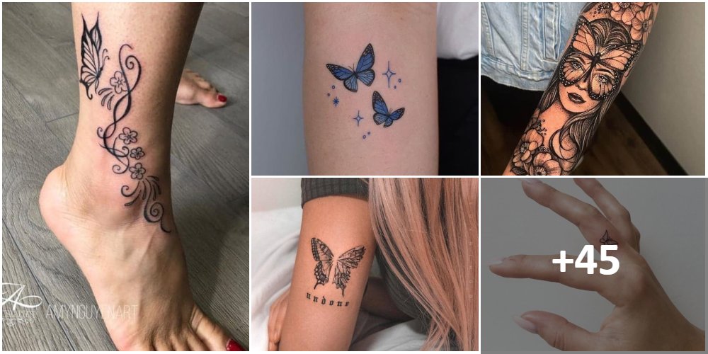 Colagem de tatuagens de borboleta