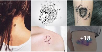 Colagem de tatuagens de leonino