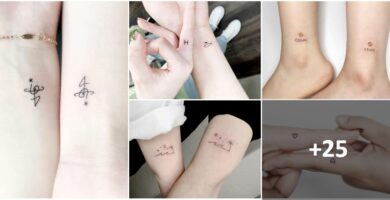 Collage Tatuajes para dos Hermanas Parejas Primas Amigas