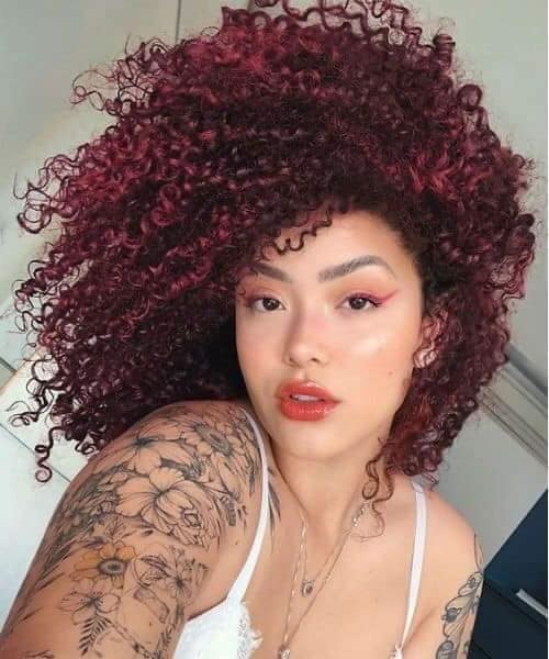 Wine Color Curls Haircuts 13