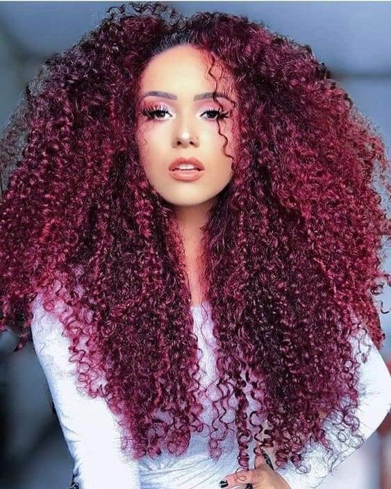 Wine Color Curls Haircuts Lots of Volume