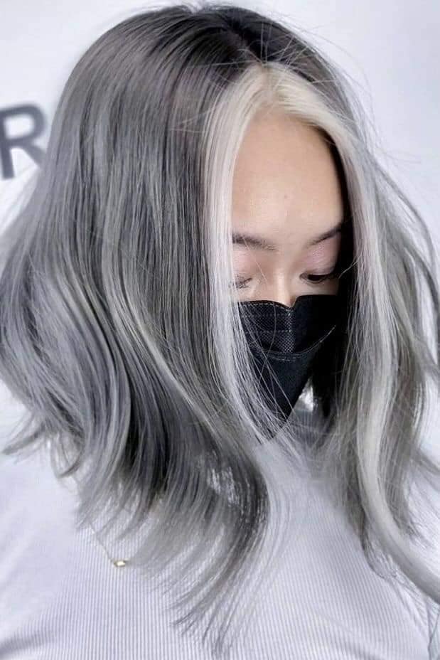 Cover your gray hair with silver or light ash color