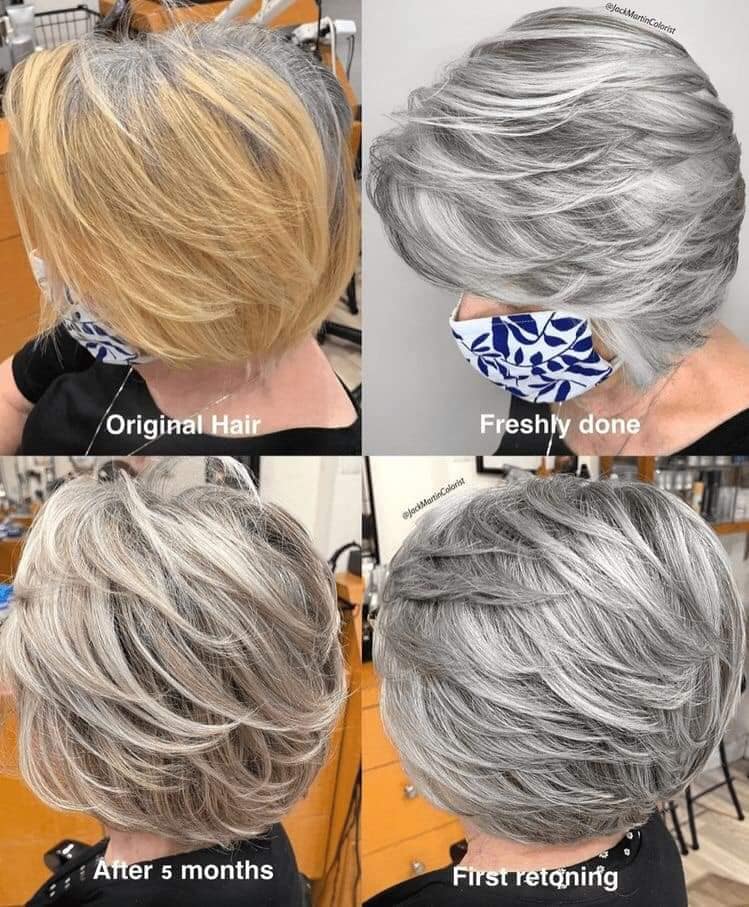 Bedecken Sie Ihr graues Haar in vier Stufen mit Silber oder Asche