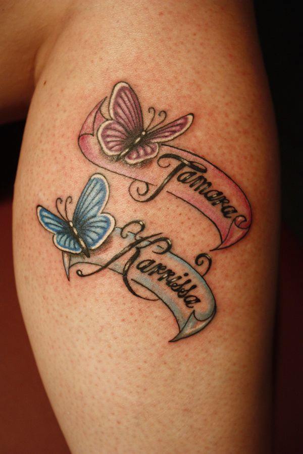 In Honor of our Children Two butterflies, one light blue and the other pink Tamara and Karrissa