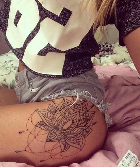 Lotus Flower on Woman's Thigh 1