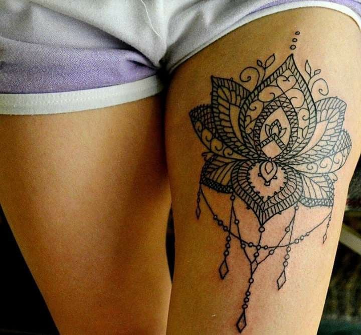 Lotus flower on thigh of Woman 5