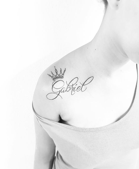 Gabriel name tattoos on shoulder
