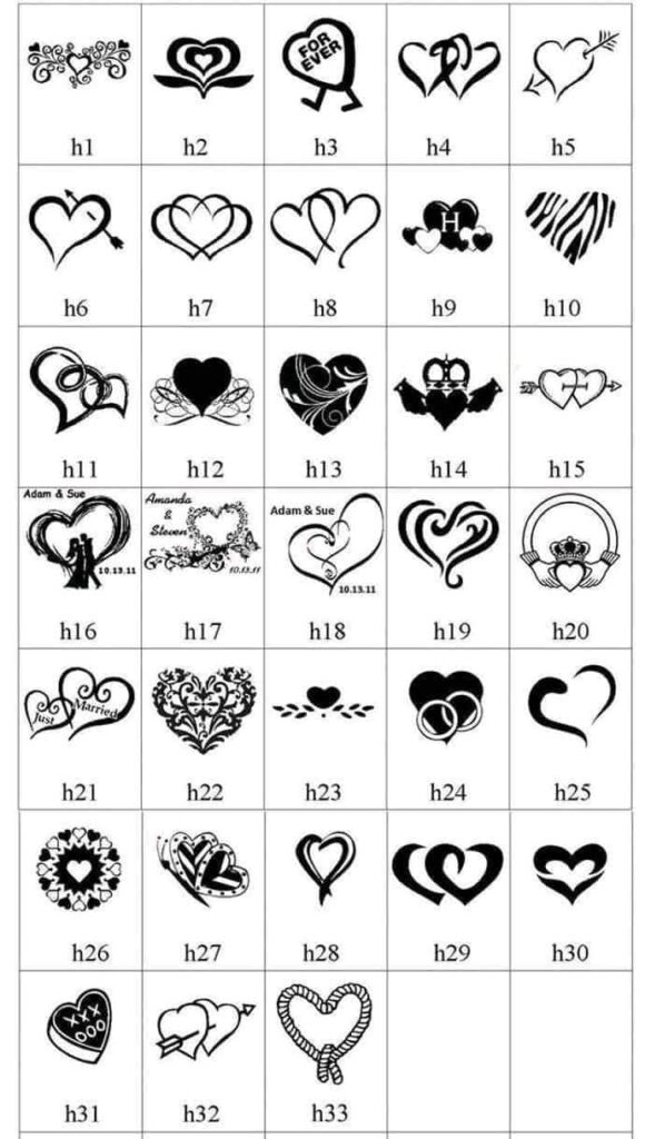 Ideas Sketches and Tattoo Stencils Different types of Hearts
