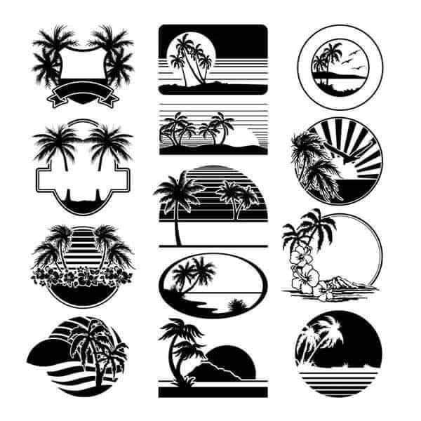 Ideas Sketches and Templates of Tattoos Beaches Palm Trees Sun Sea