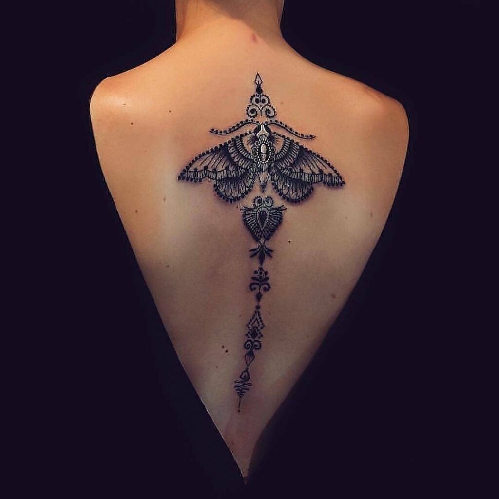 Tattoo Ideas for Women Large black moth on back